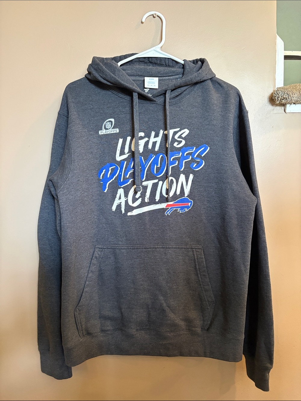 Fanatics heather charcoal Gray Pullover Hoodie Buffalo Bills size Medium